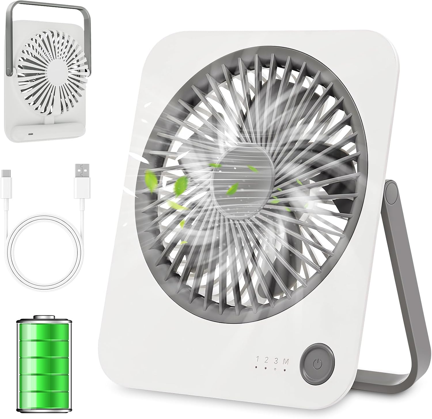Wiederaufladbarer Reiseventilator – Ultradünner und leiser persönlicher Ventilator für Kreuzfahrt, 4 Geschwindigkeiten, 180° faltbar, kompakte Kühlung für Büro, Schlafzimmer, Camping