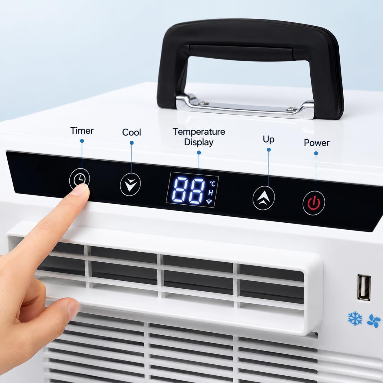 Split-Klimaanlage 3000 BTU Tragbarer Raumkühler mit Touch-Panel-Fernbedienung, 24-Stunden-Timer, oberer Griff, Design für Zuhause, Büro, Camping, keine Montage