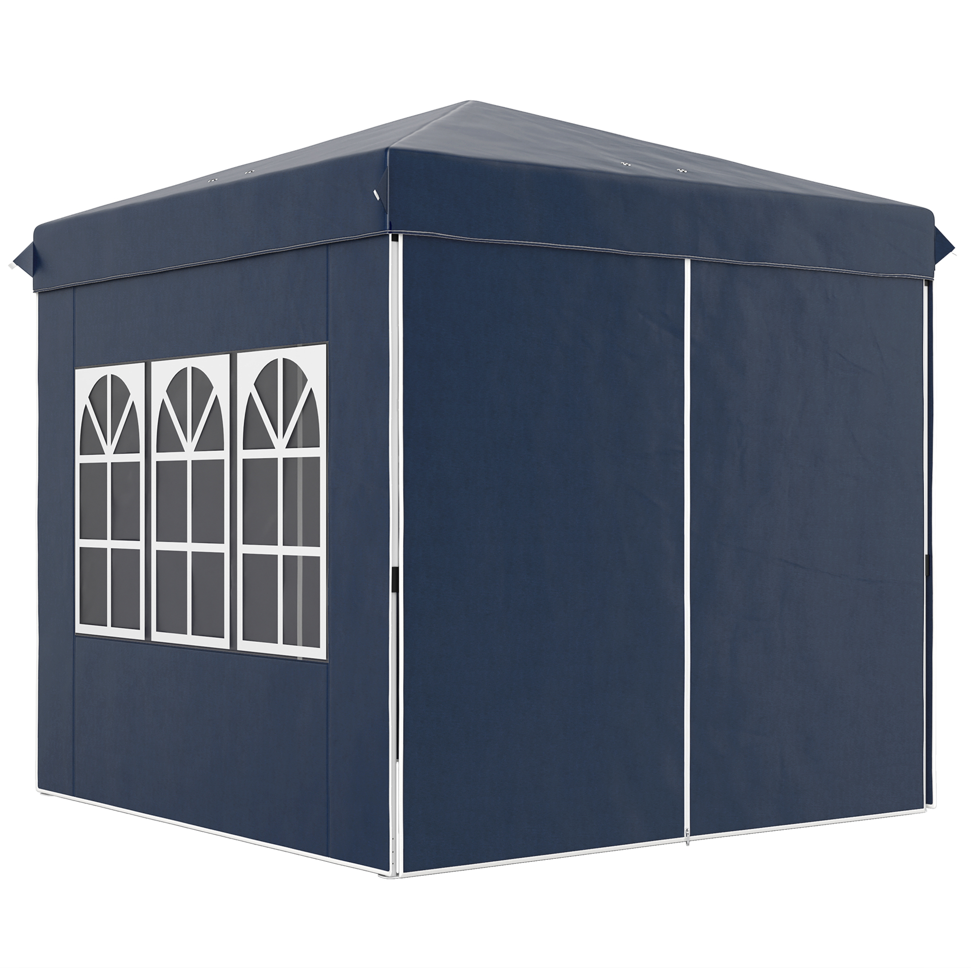 2,5 x 2,5 m Pop-up Paviljoen met Zijwanden en Draagtas, UPF50+ Hoogteverstelbaar Tuinpaviljoen, Donkerblauw