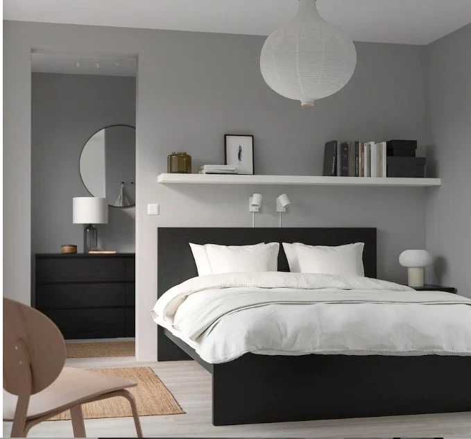 2025 MALM Hoog Bedframe, Zwartbruin, 160x200 cm