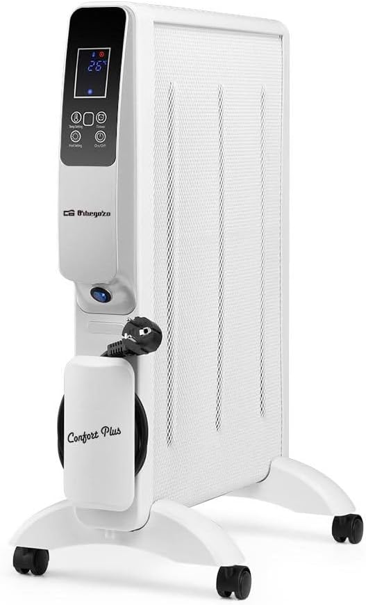 Orbegozo RMW 1500, Glimmer-Heizkörper, 1500 W, WLAN, Weiß, Timer 12 Stunden, 2 Leistungsstufen, tragbar