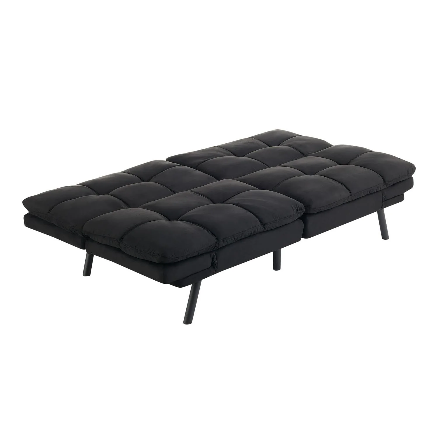 2025 Mainstays Memory Foam Futon, Black Faux Suede Fabric