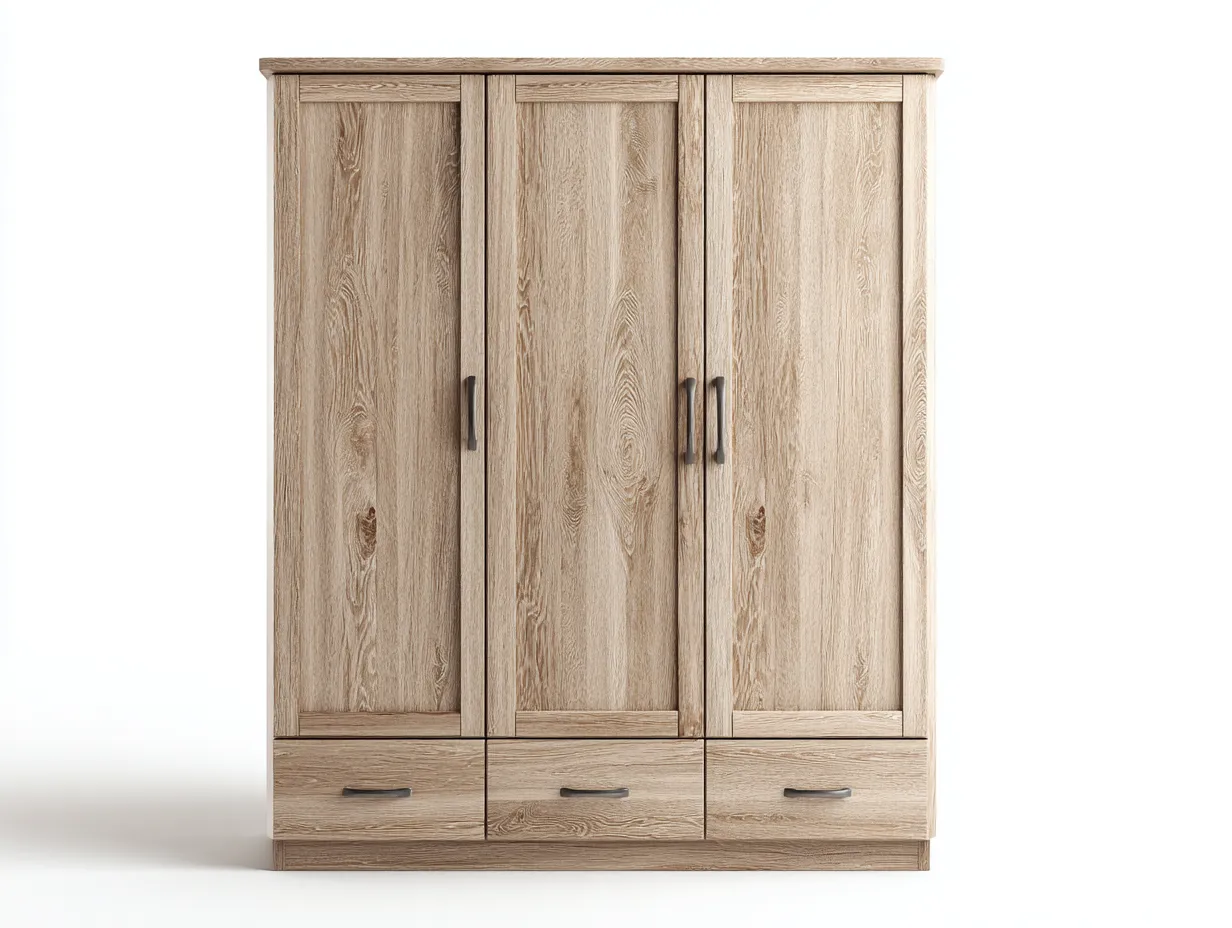 Kleiderschränke mit drei Türen - Holzwerkstoff - 154x56x188 cm - Eiche - Landhausstil