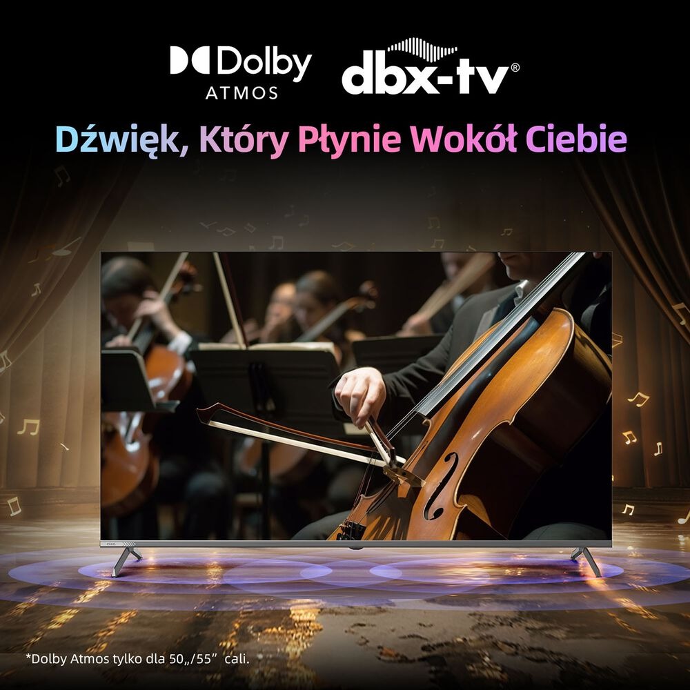 Telewizor 55” CHiQ U55QM9, bezramkowy, 4K Ultra HD, Google TV