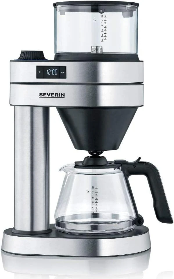 SEVERIN Filterkoffiezetapparaat Caprice, handopgegoten zoals met de cafeti��re voor maximaal 8 kopjes, koffiezetapparaat met timer, geborsteld roestvrij staal/matzwart, KA 5760