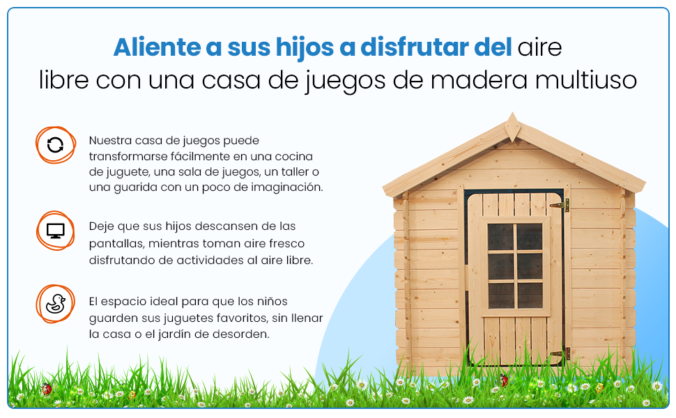 Casa de Madera para niños - Casita de Campo para niños Casa de Juguete de Exteriores