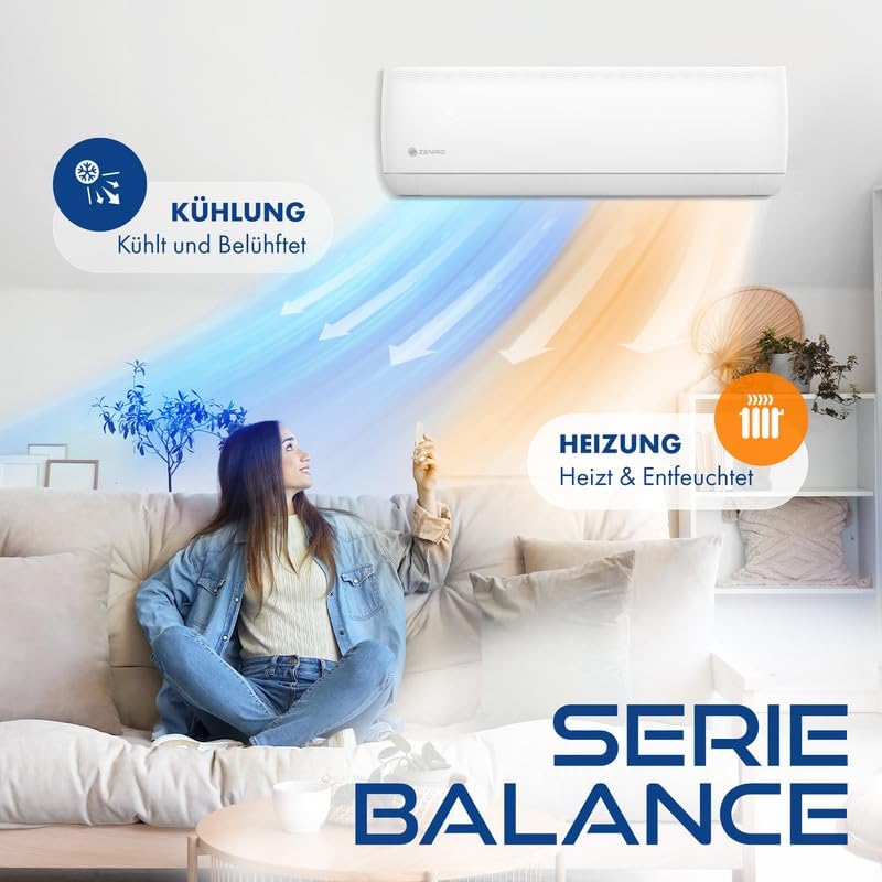Multisplit Klimaanlage 2 Innengeräte Set (2 x 3,5kW) Klimagerät Air Conditioner mit Heizfunktion 18000 BTU 5,3kW A++ WiFi/App-Steuerung 4D AirFlow Heizen bis -20°C Vorgefüllt R32