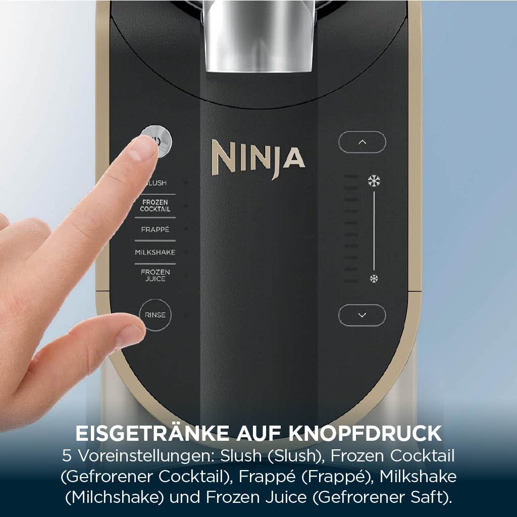 Ninja SLUSHi Maschine für Slush, Eis-Cocktails, Frappé, Milchshakes & gefrorenen Saft, ohne Eis oder Vorbereitungsaufwand, WhisperChill-Technology, fasst 1,9 L, Stone Gold, FS301EUSTGD