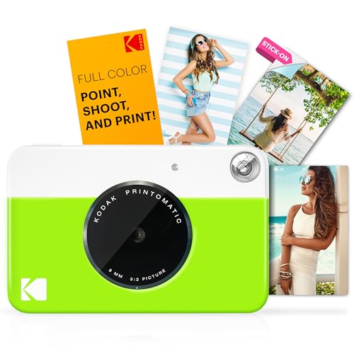KODAK Printomatic fotocamera a stampa istantanea   custodia morbida   carta fotografica Zink 2x3" 20pz   album   adesivo   cornici per adesivi   cornici sospese   pennarelli   Verde : Elettronica