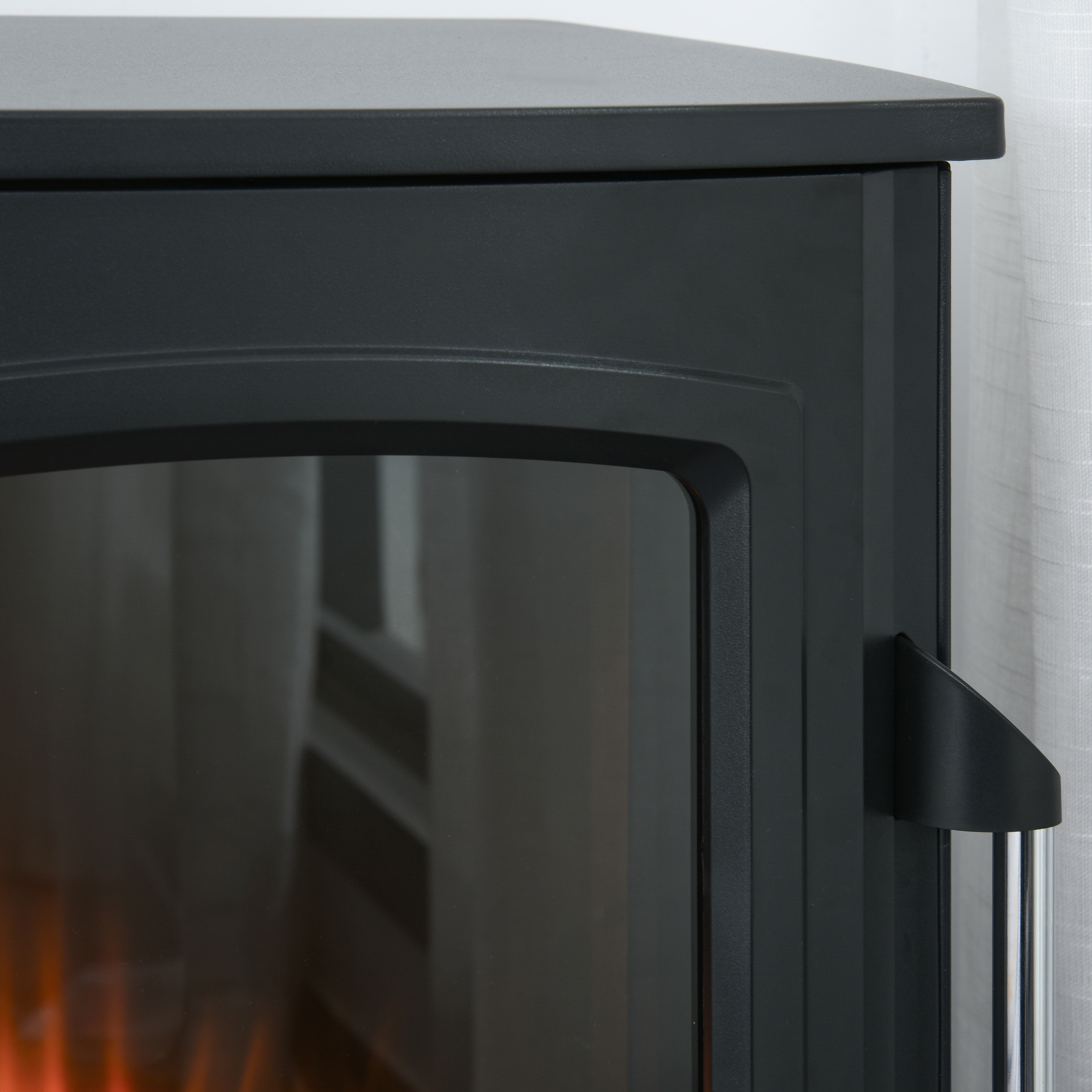 Elektrische kachel met vlameffect thermostaat 1000 W / 2000 W 20 �O zwart metaal 25 x 25,4 x 52 cm
