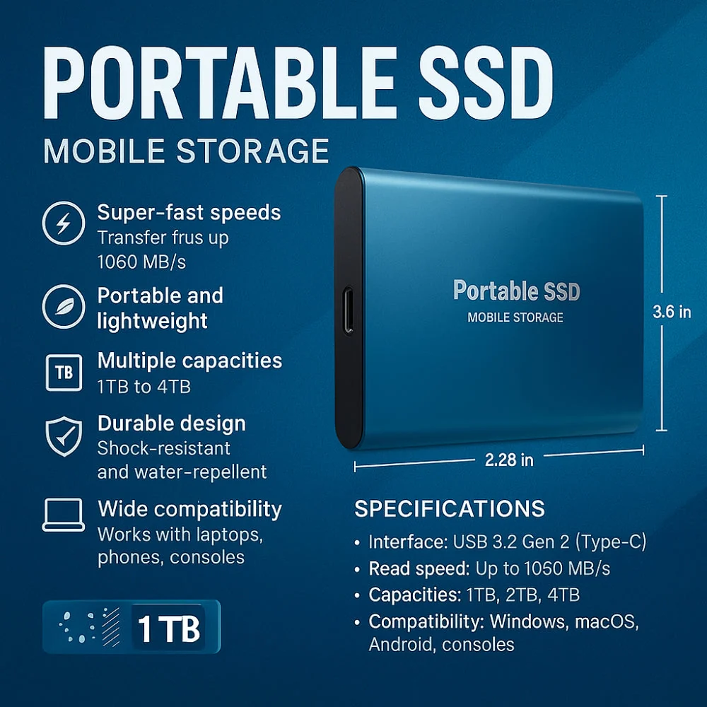 Externe SSD Festplatte Aluminium Tragbarer Speicher 128GB