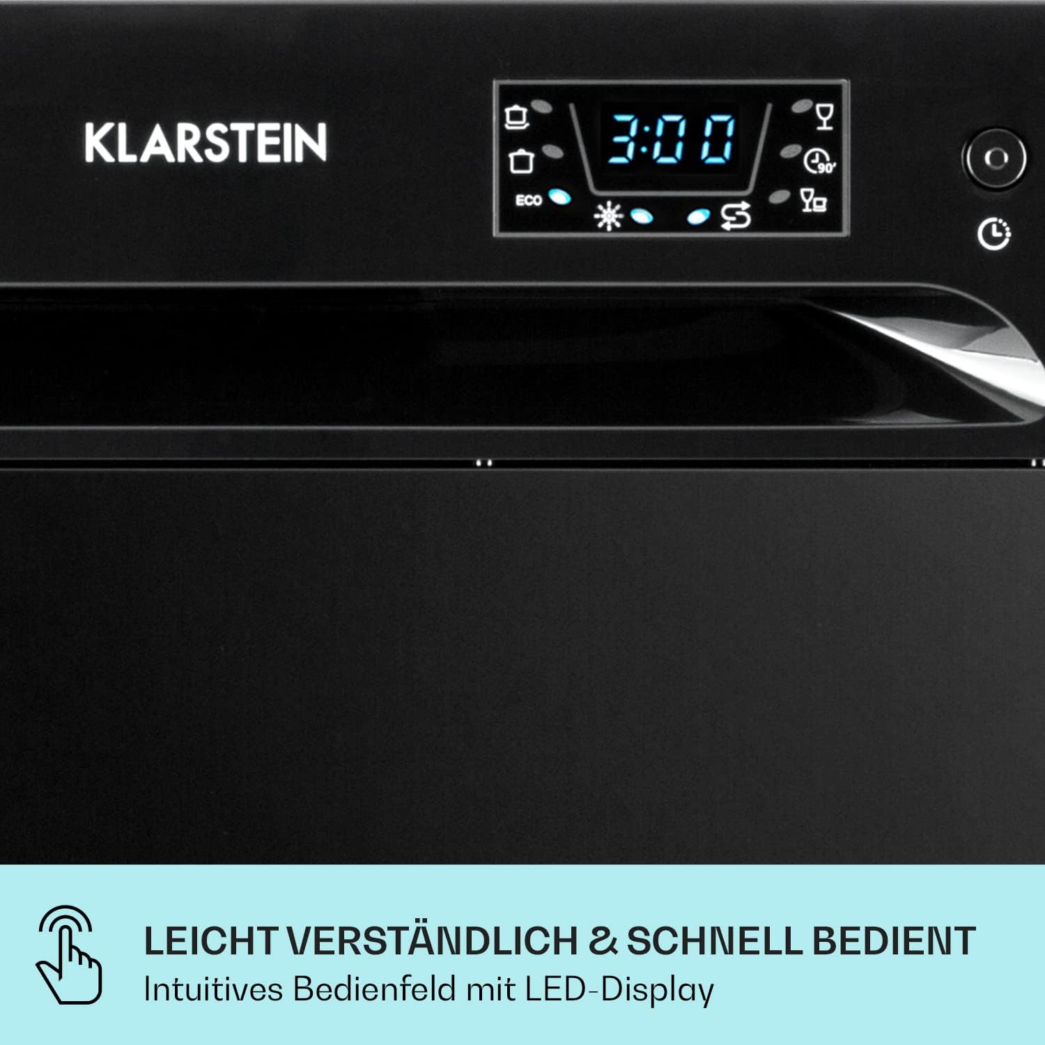 Klarstein  ia 8 - Spülmaschine, Geschirrspüler, Freistehend, Teilintegriert, F, 55 cm breit, 8 Maßgedecke, 6 Programme, Aquastop, silber