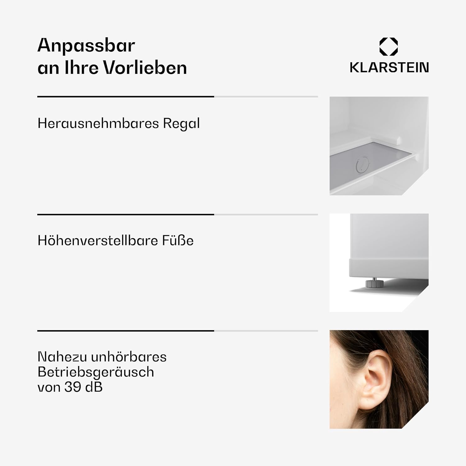 Klarstein Irene Mini-Gefrierschrank, 31L Kühl-/Gefrierkombination Mit Temperaturregelung -24 °C bis 10 °C, Energieeffizient, Leise 38 dB Für Schlafzimmer & Kleine Räume, Kompaktes Design