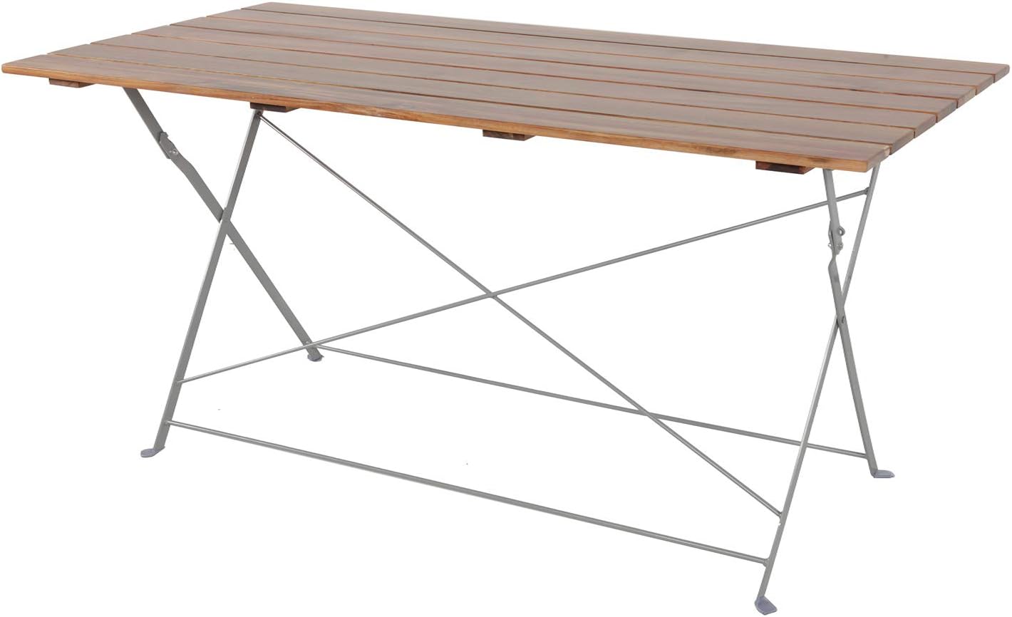 Mojawo Biergarten Set Bistroset Klapptisch + 4 Klappstühle Akazieholz und pulverbeschichteter Stahl 120x60cm