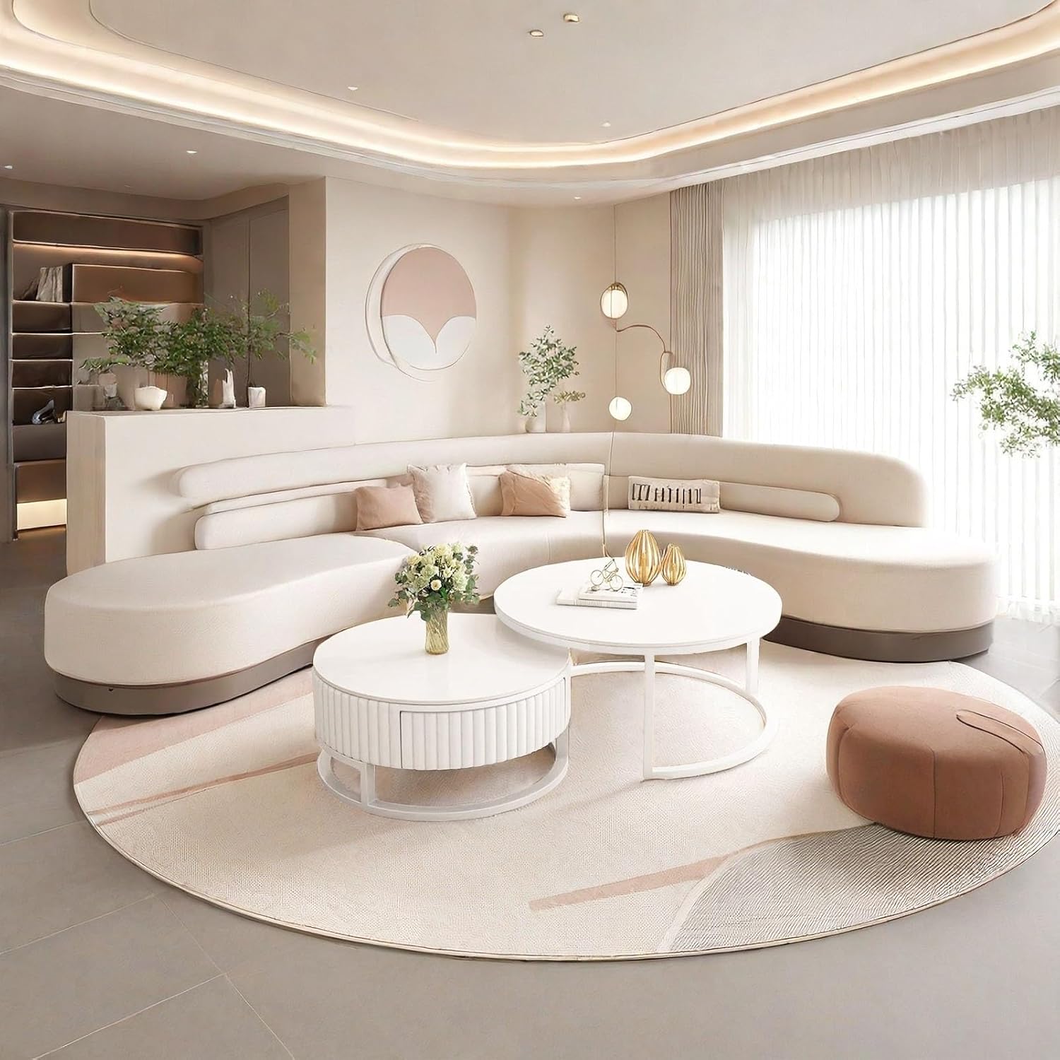 2er Set Couchtisch Rund Weiss 50+70cm Wohnzimmertisch Weiß Runder Couchtisch Mit Stauraum Marmor Beistelltisch Stabilem Metallgestel Satztische Fürs Wohnzimmer Einfache Aufbau Für Schlafzimmer Büro