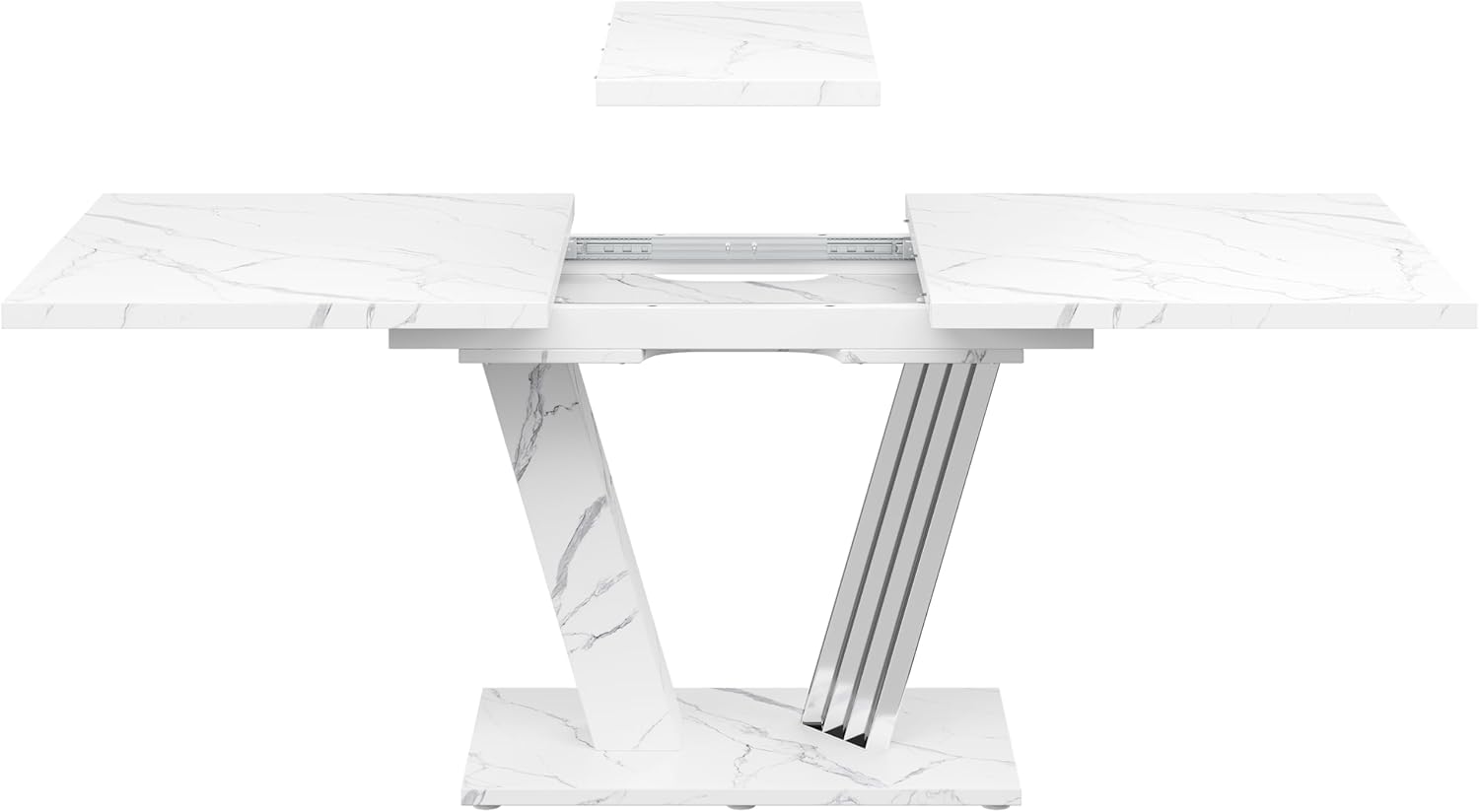 Kebnor Ausziehtisch 120-160x80x76 cm - Küchentisch mit ausziehbarem Blatt und Schmetterlings-Gestell für Küche & Wohnzimmer (Weiß)