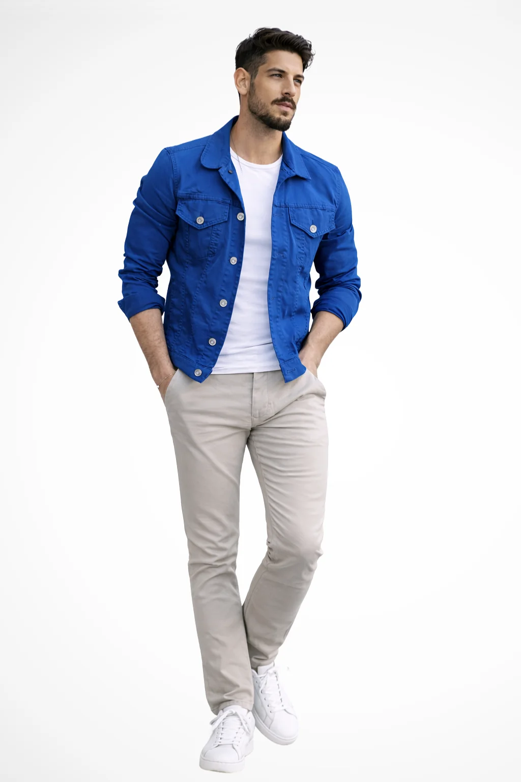 Herren Jeansjacke Slim Fit | Klassische Denim Jacke mit Knopfleiste und Brusttaschen | Strukturierte ��bergangsjacke f��r M?nner
