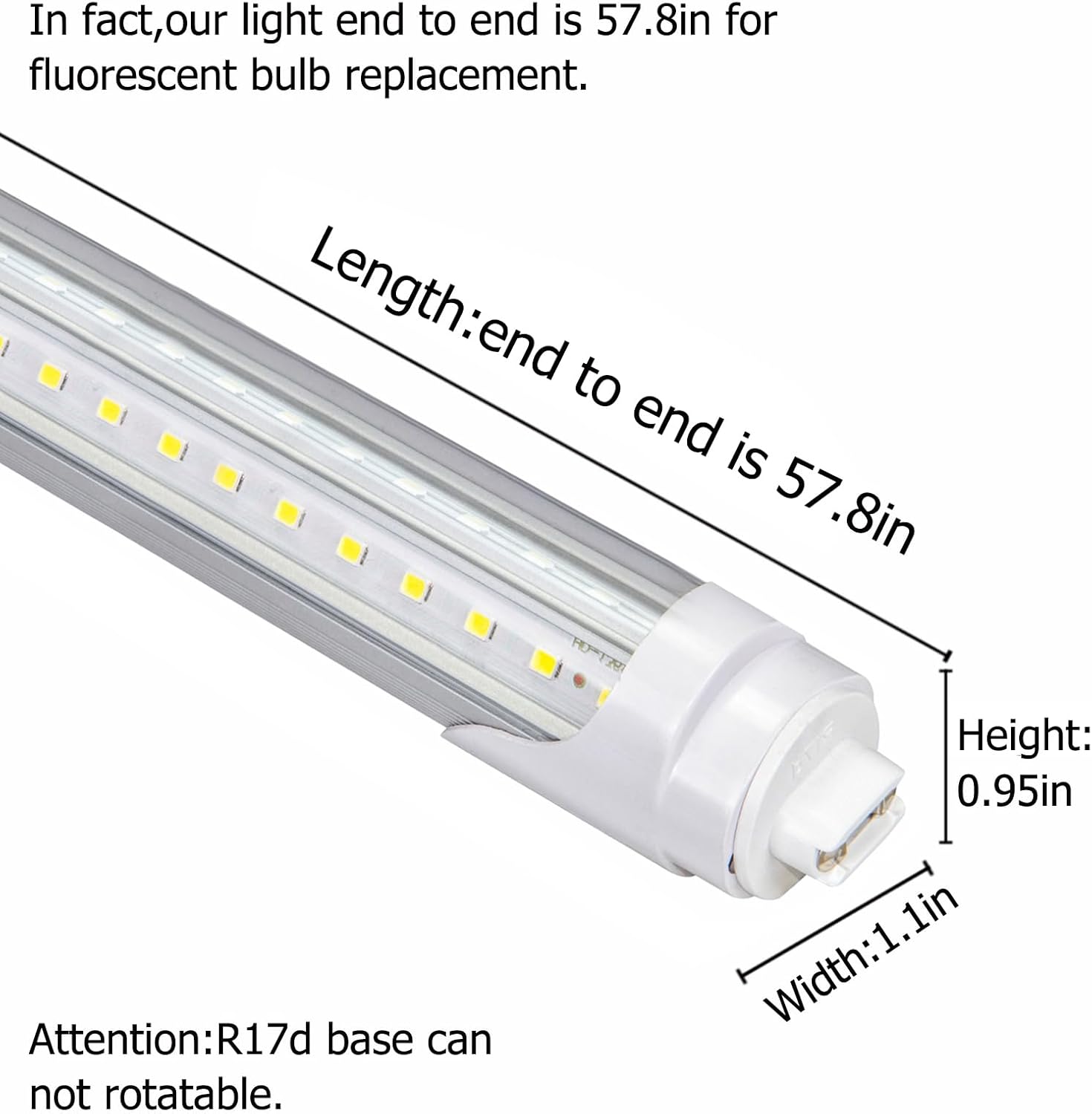 T8-Leuchtmittel, 1,5 m, hohe Helligkeit, 45 W, 4500 lm, weiß, 6500 K, LED-Röhren-Ersatz F60T12, Vorschalt-Bypass, doppelseitige Leistung, 147 cm, für einseitiges Schild, Geschäft, 10 Stück