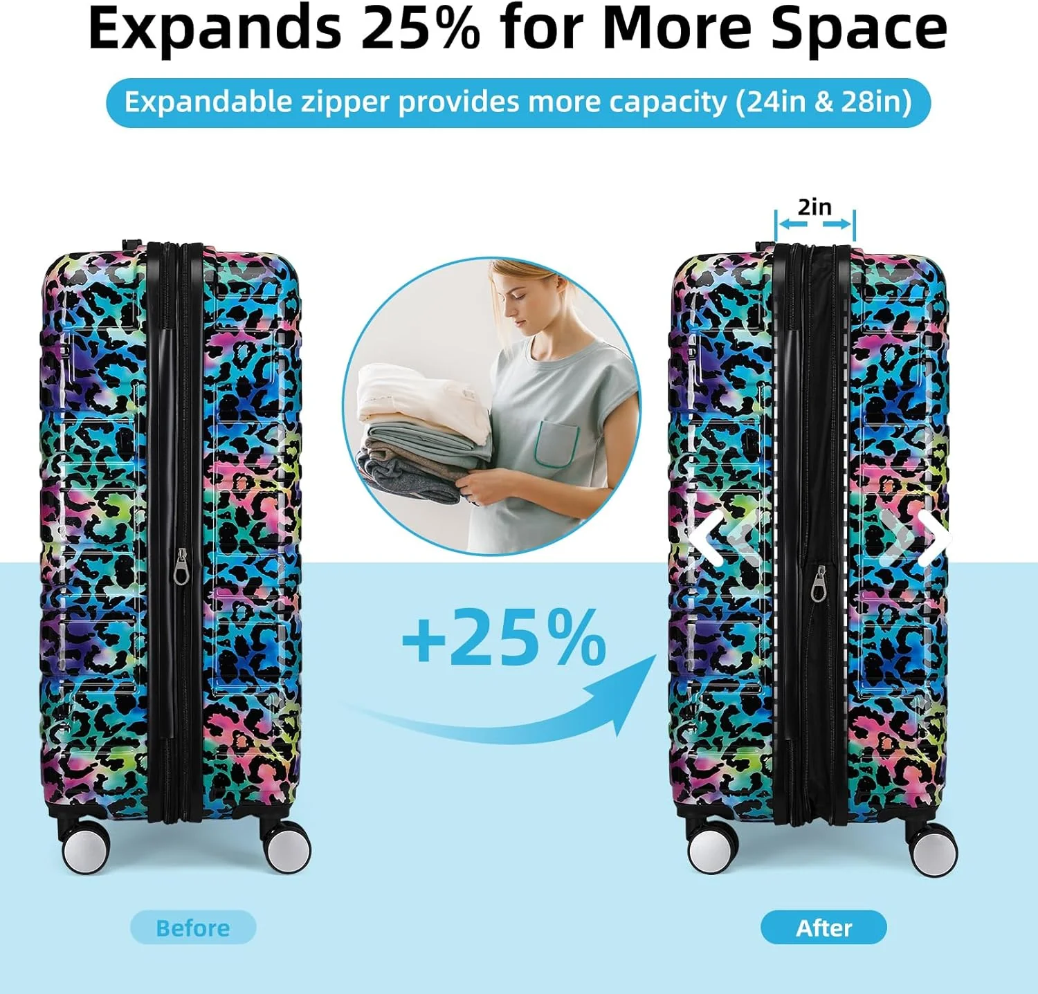 6-piece luggage set, expandable hardshell suitcase set with spinner wheels, lightweight rolling luggage set