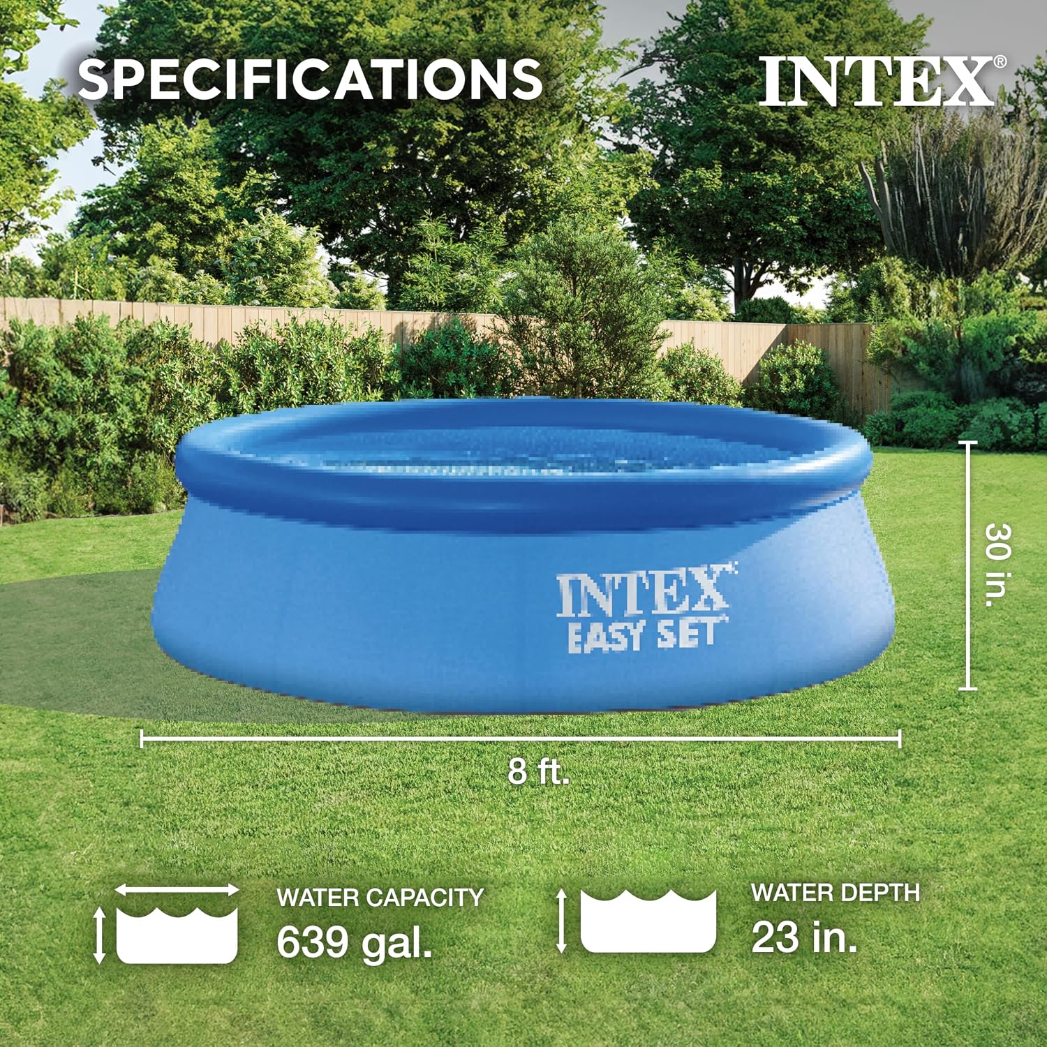 Intex 28110NP – Aufstellpool Easy Set Rund, 2419 L, PVC, Blau, 244x76 cm