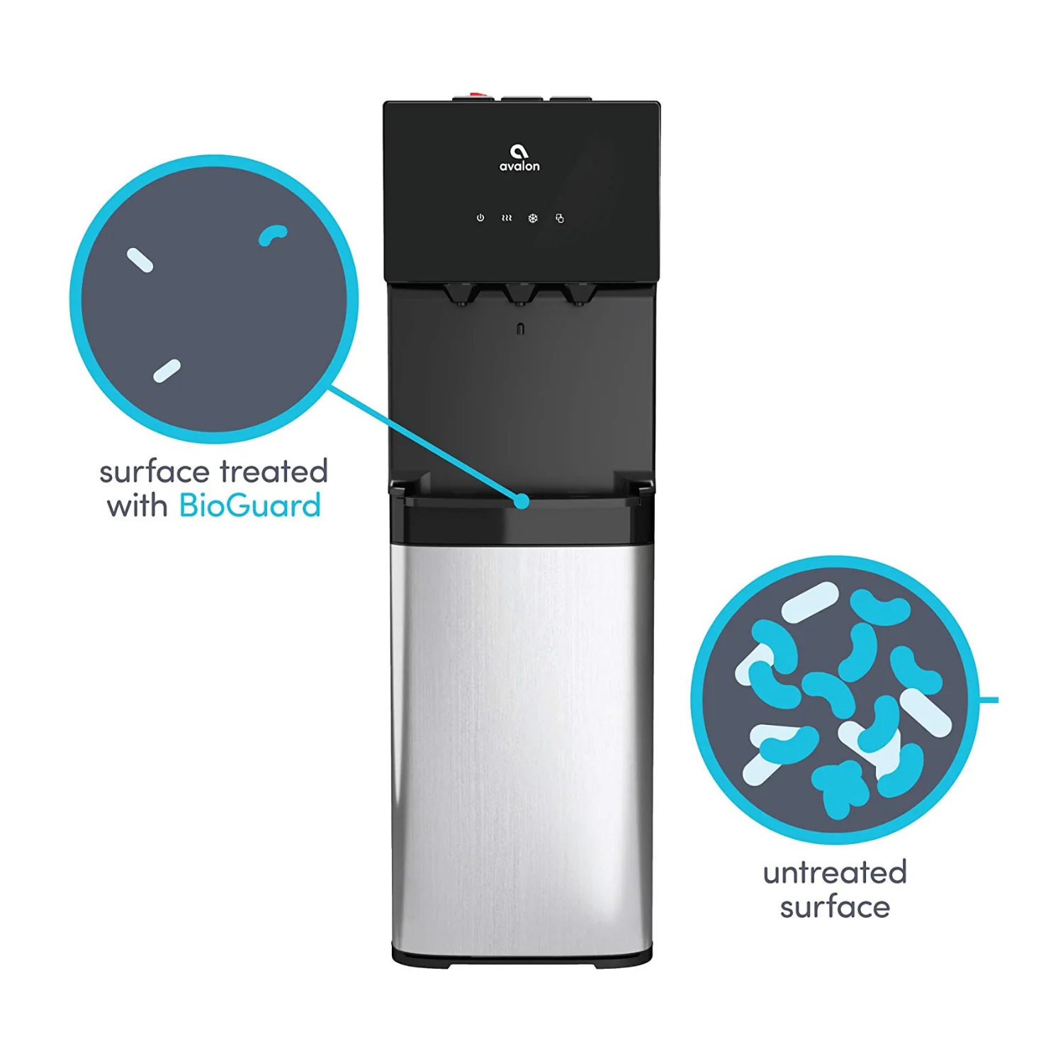 Avalon Waterkoeler met bodemvulling, waterdispenser met BioGuard, 3 temperatuurinstellingen