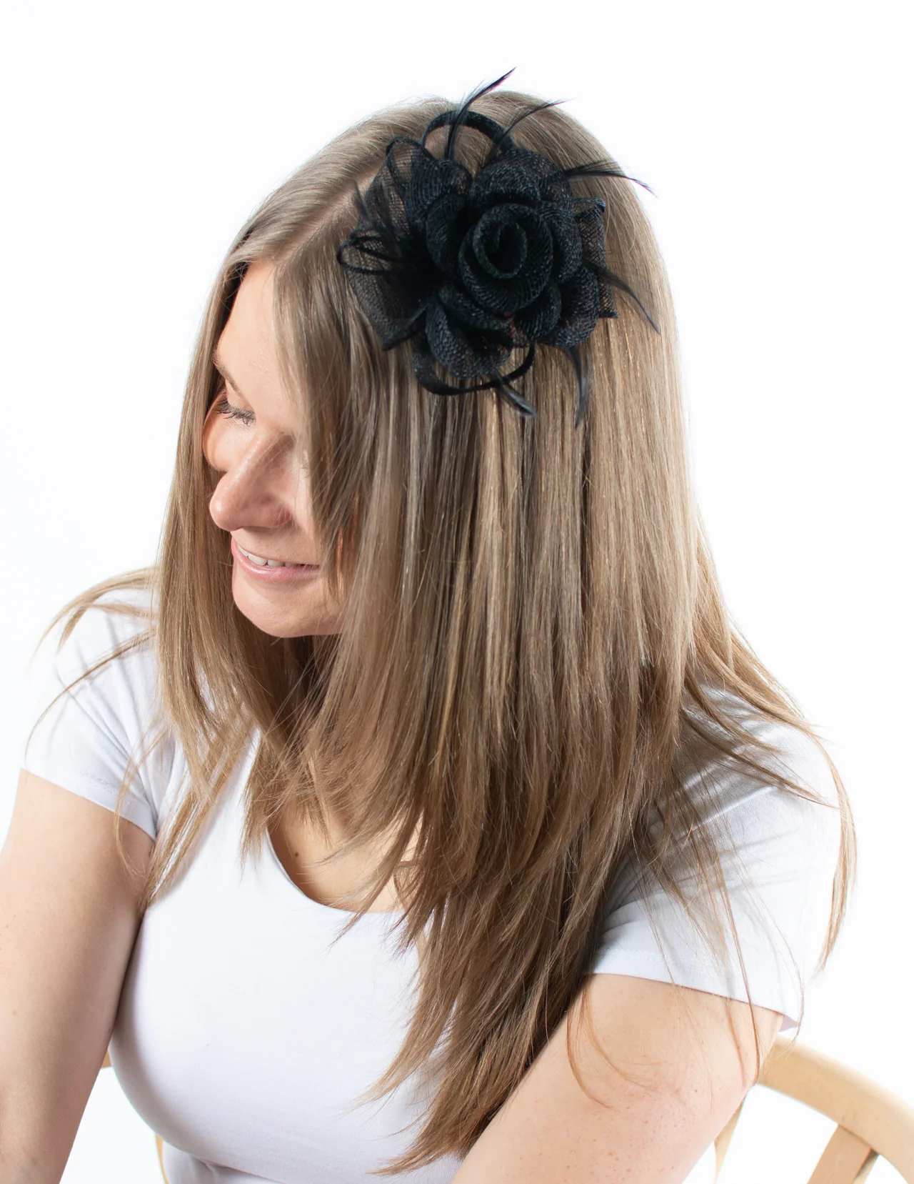 Fascinator | Small Rose Brooch | Black