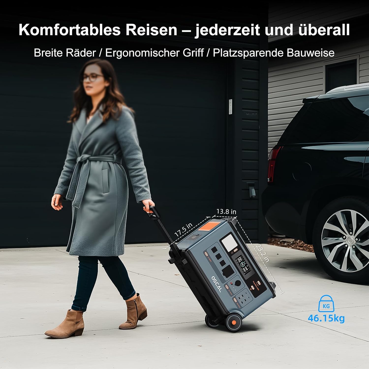 OSCAL PowerMax 6000W (9000W Peak) Solargenerator, 3600Wh Tragbare Powerstation, Erweiterbar auf 57.6kWh, LiFePO4-Akku, Vollladung in 1,96 Std, USV, Mobiler Stromspeicher für Camping, Notstrom