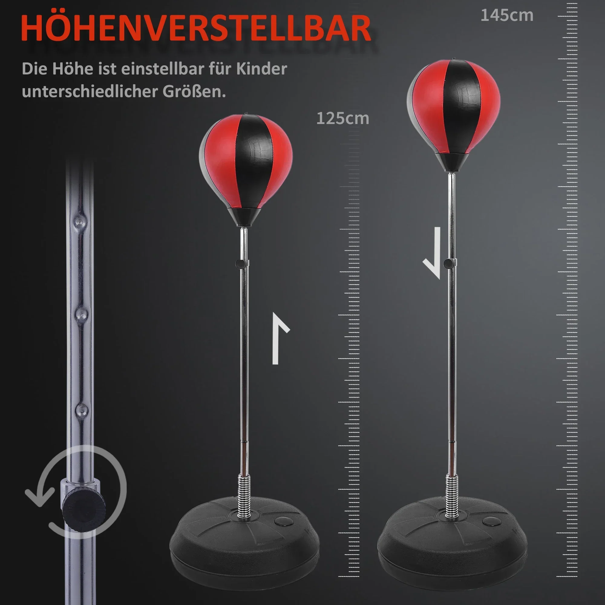 HOMCOM Boksbalset in hoogte verstelbaar incl. handschoenen pomp