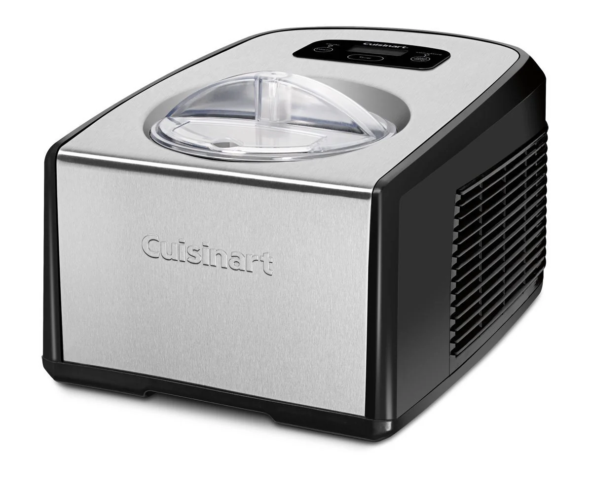 Cuisinart ICE-100 1,5 Quart IJs en Gelato Maker, Volledig Automatisch met Commercieel Kwaliteitscompressor en 2 Peddels, 10-Minuten Koelfunctie, Zwart en Roestvrij Staal