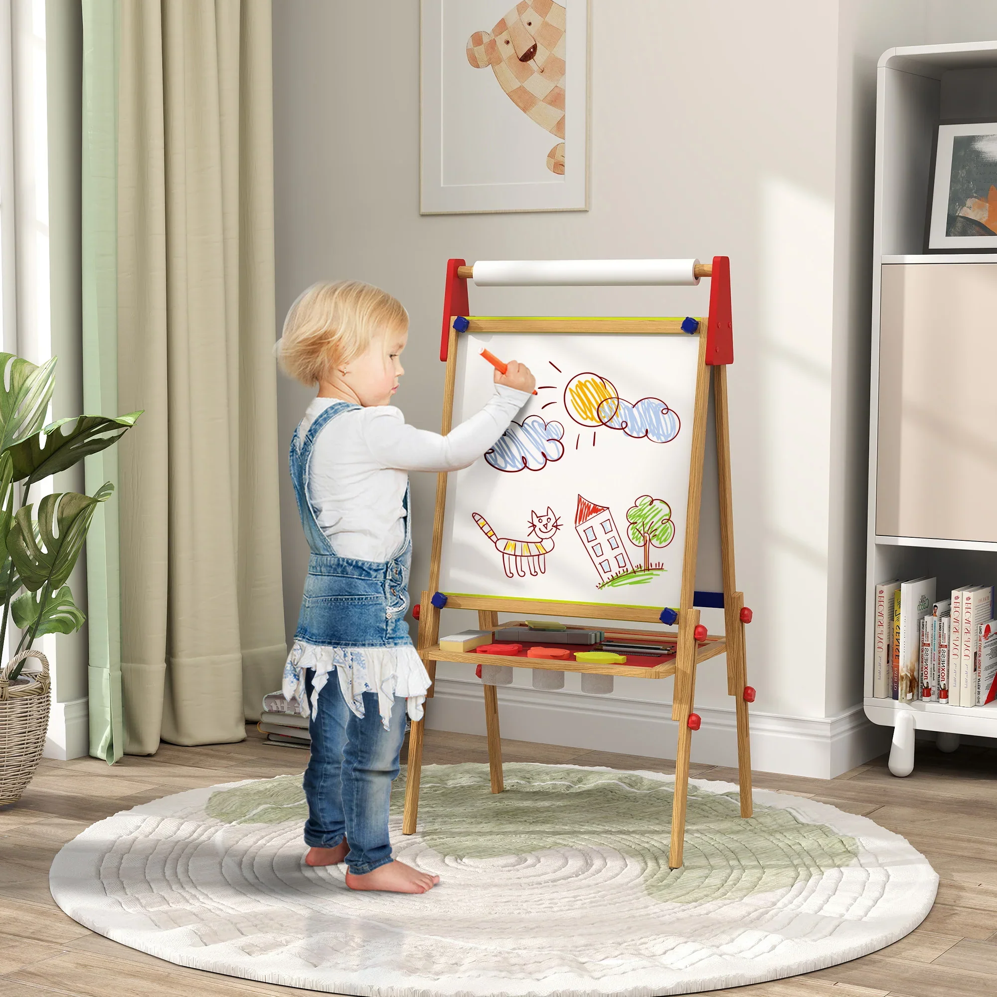 AIYAPLAY 3-in-1 kindertafel in hoogte verstelbaar �C natuurhout