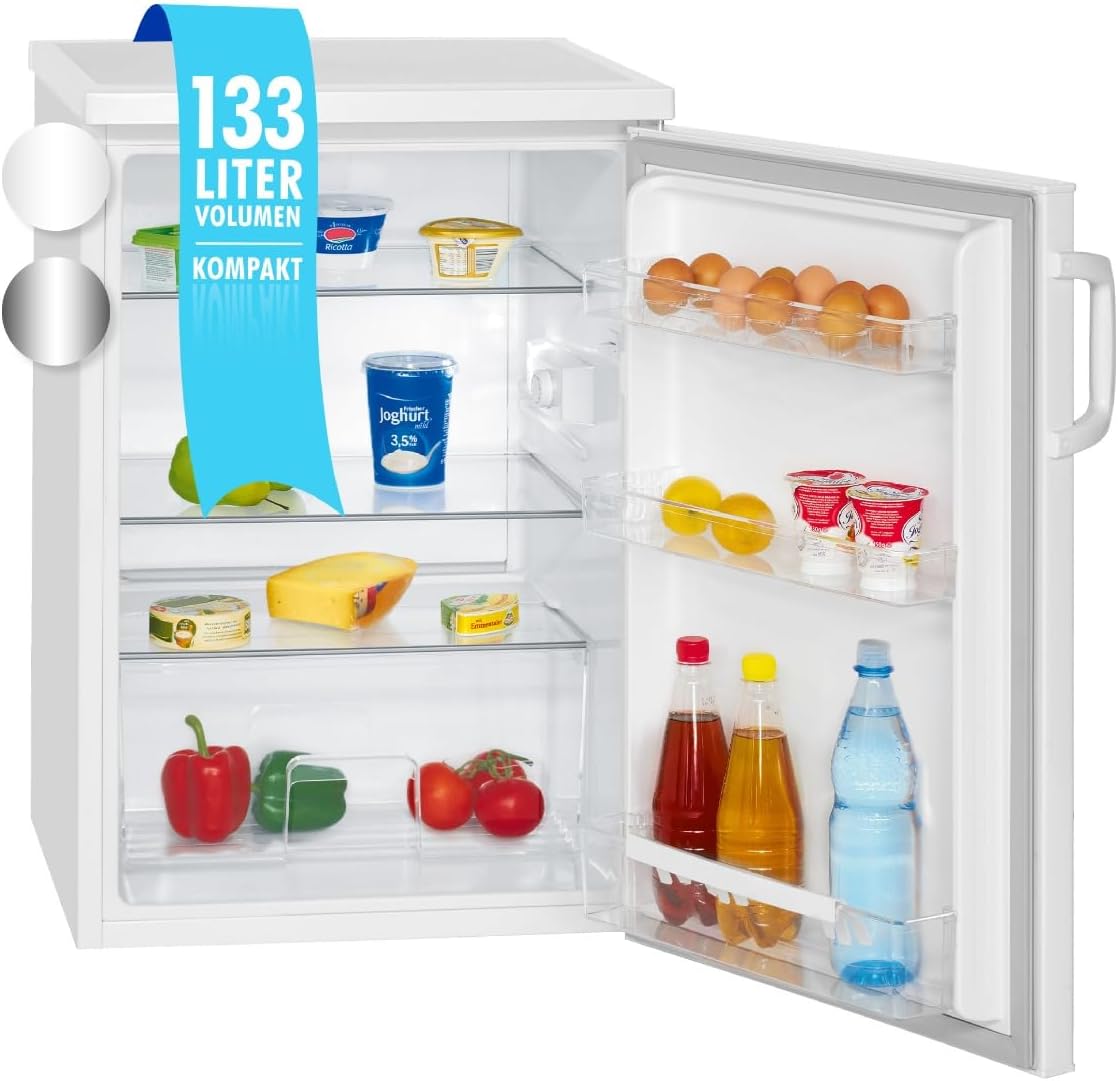 Bomann® Kühlschrank ohne Gefrierfach | Energieklasse D | 85cm | leise 39dB | 3 Ablagen | Türanschlag wechselbar | 133L | Kühlschrank klein mit Gemüsefach | Standardkühlschrank | VS 2195.1 weiß