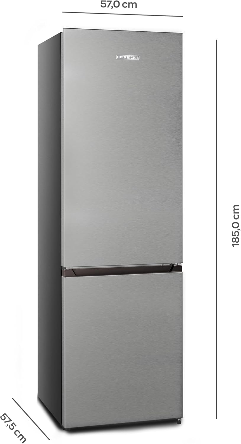Heinrich´s Kühlgefrierkombination 269 Liter, Kühlvolumen 198L, Gefrierfach 71L,LED Beleuchtung,Kühlschrank Türanschlag wechselbar, leise 39dB,große Tiefkühlboxen, 7 Temperaturstufen, (inox)