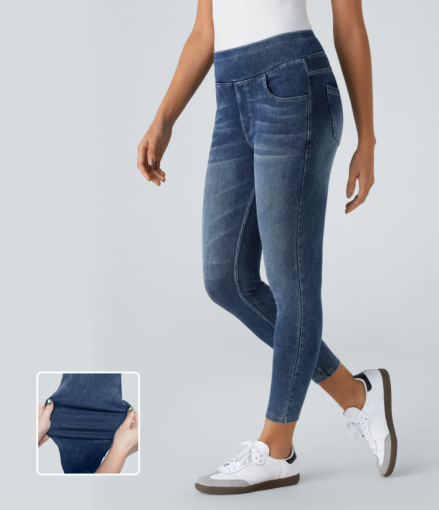 Halara Flex High-Waisted Casual Denim Leggings for Women with Pockets