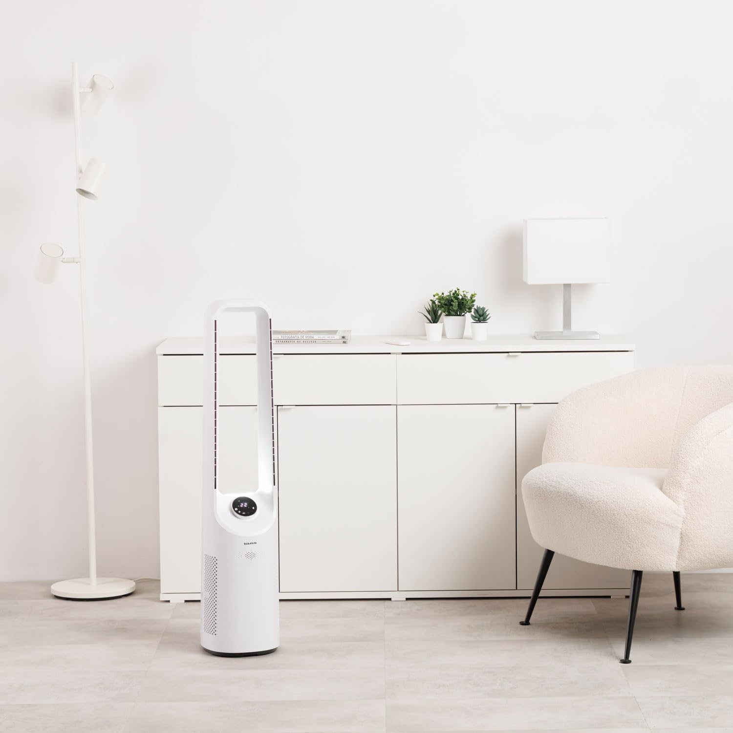 Taurus Babel Endless Turmventilator mit digitalem Brushless-Motor, sehr leise, 12 Geschwindigkeiten, LED-Touchscreen, Oszillation, 12-Stunden-Timer und Fernbedienung, Ventilator ohne A