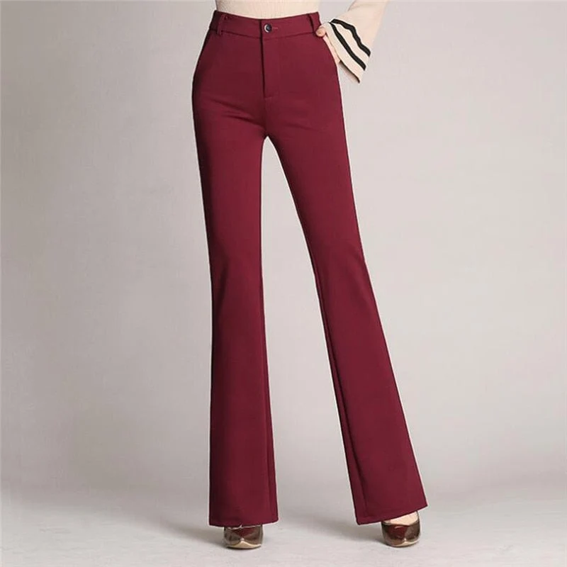 Elegante Stoffhose Damen High Waist | Weit geschnittene Business Hose mit A-Linie | Knitterfreie Hose f��r B��ro und Freizeit