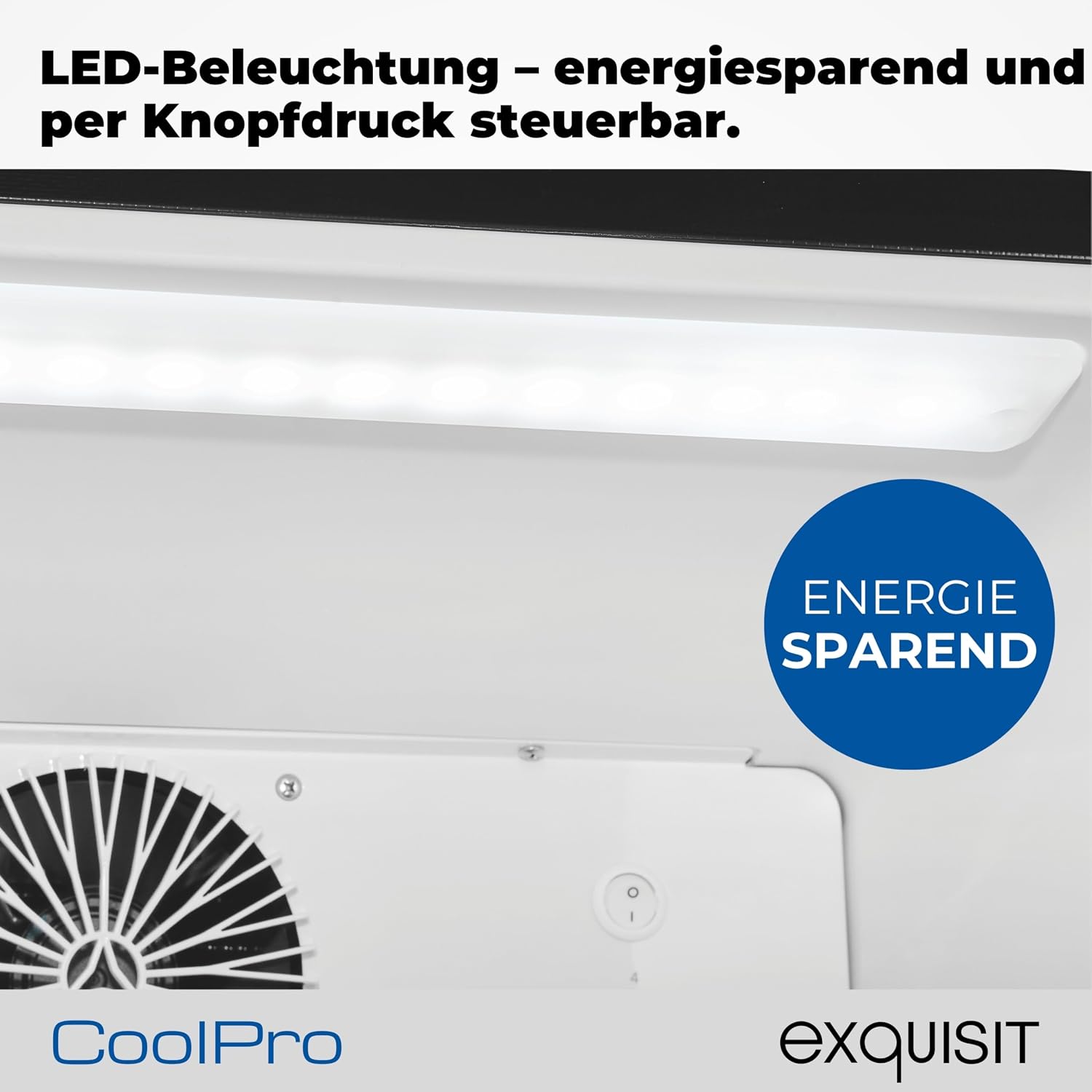 Exquisit Glastürkühlschrank, 280l Getränkekühlschrank mit LED, Umluft, 5 verstellbare Ablagen, CoolPro, GKS5260-GT-431D schwarz