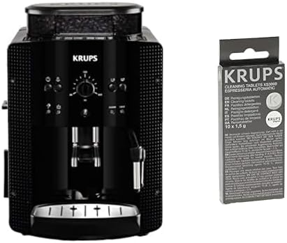 Krups Arabica Picto volautomatische espressomachine, melkschuimmondstuk, 2-kops functie, draaiknop, eenvoudige reiniging, koffiezetapparaat, zwart, EA810870