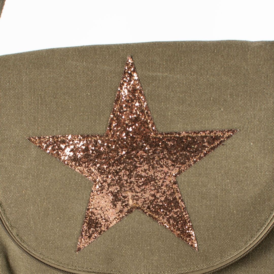Canvas Saddle Crossbody Bag | Khaki Star