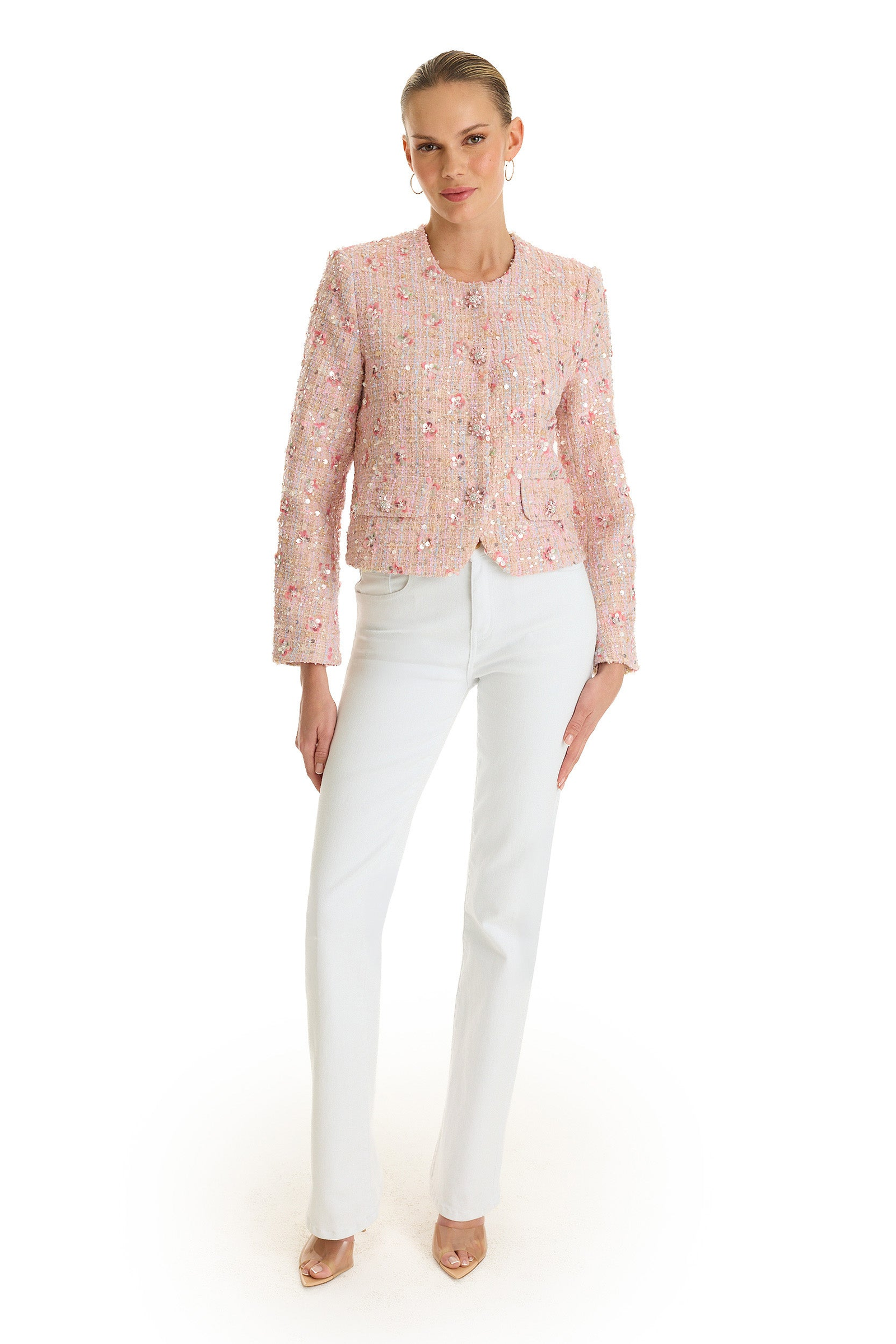 Women’s white house black market Shimmery Tweed Jacket in Pink