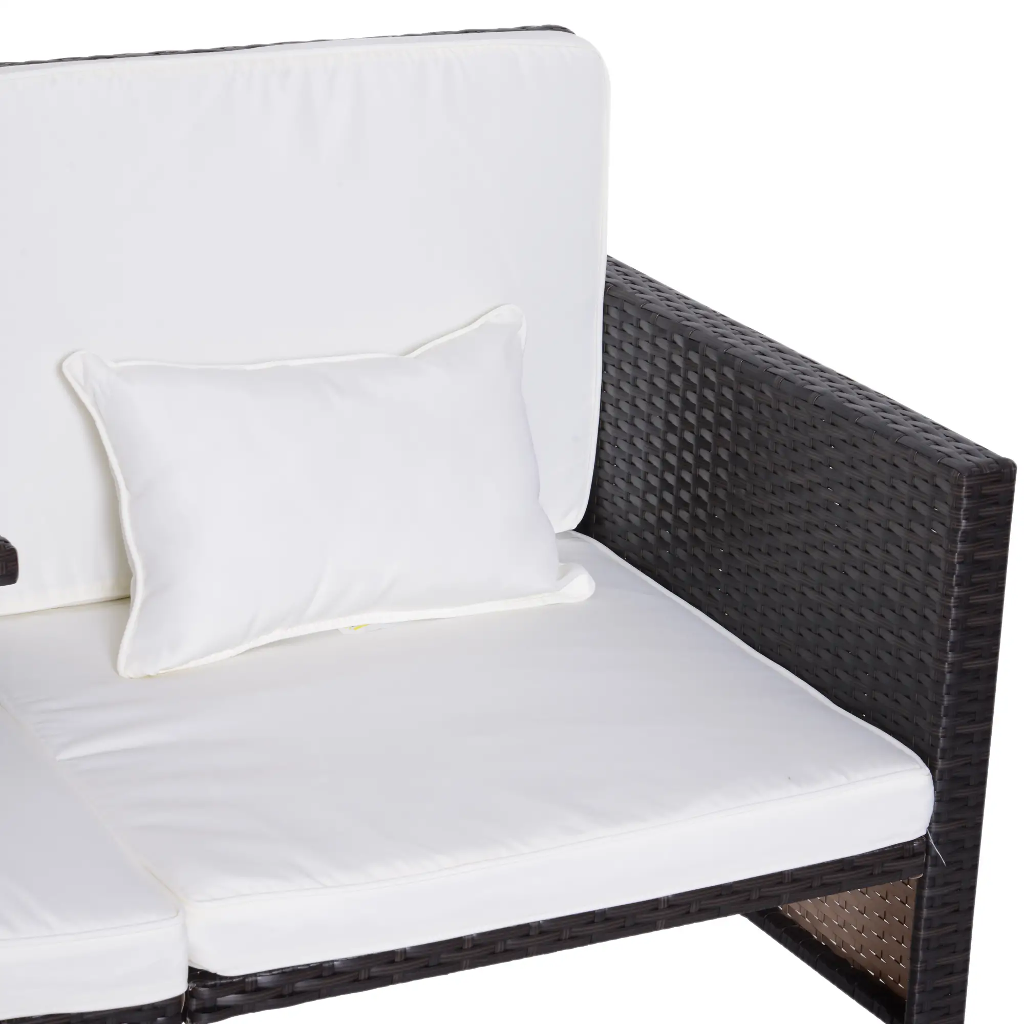 Outsunny polyrattan tuinset 3-delig met poef kussens outdoor