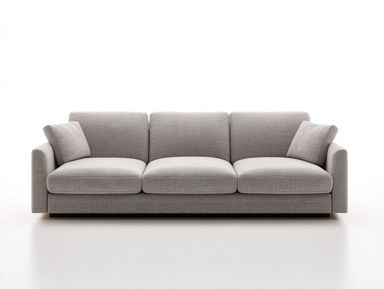 Sofá de tres plazas para salón 220 x 95 x 84 cm - gris perla - diseño contemporáneo de líneas bajas