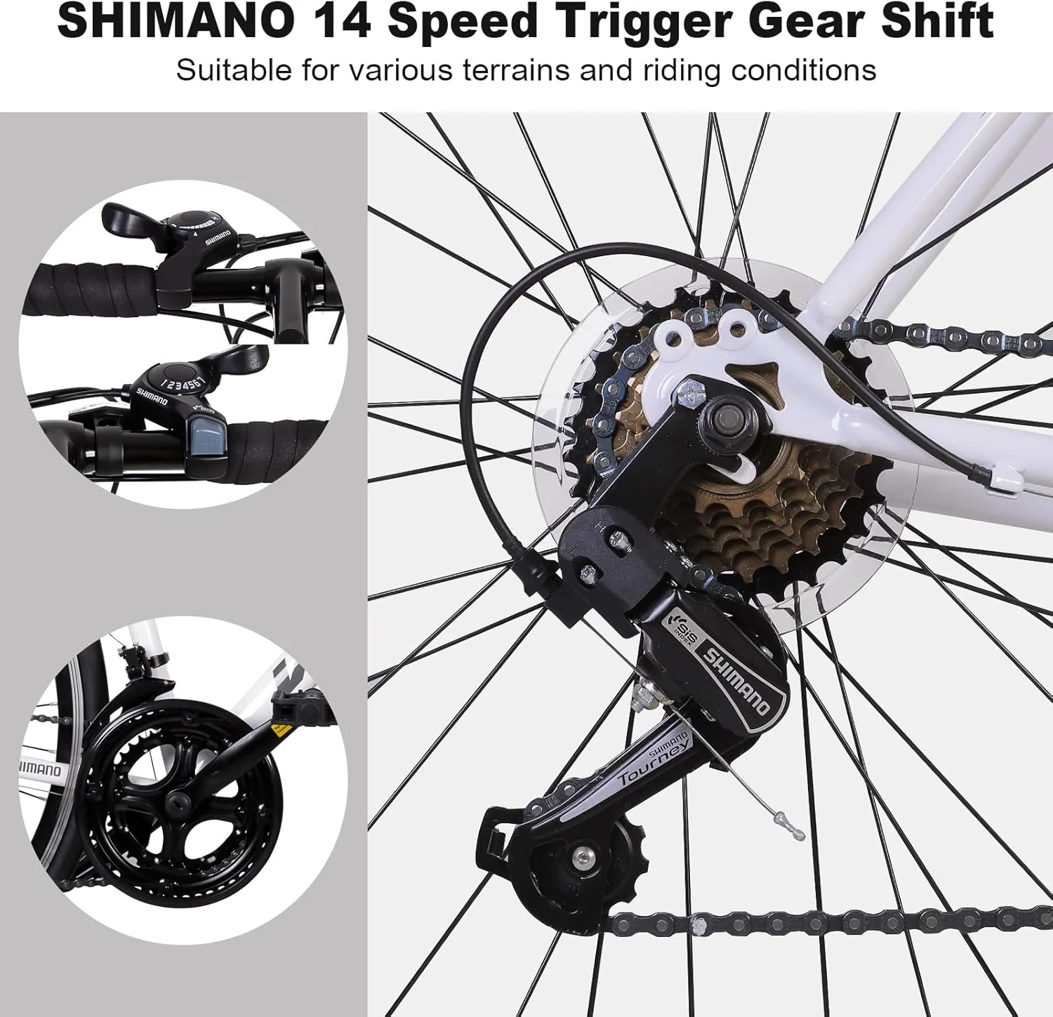 WEIZE Road Bike, 700C Wheel City Commuter Bicycle, 14 Speed Drop Bar, Racing Adult Bike with Caliper Brakes