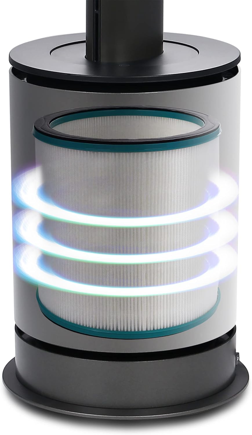 Emerio 3in1 Heizlüfter Ventilator Luftreiniger rotorlos HEPA 13 Filter + 2x UVC Lampe gegen Bakterien Viren Staub Pollen langlebiger nachhaltiger DC Motor Fernbedienung Timer, TFN-214472.1, Schwarz
