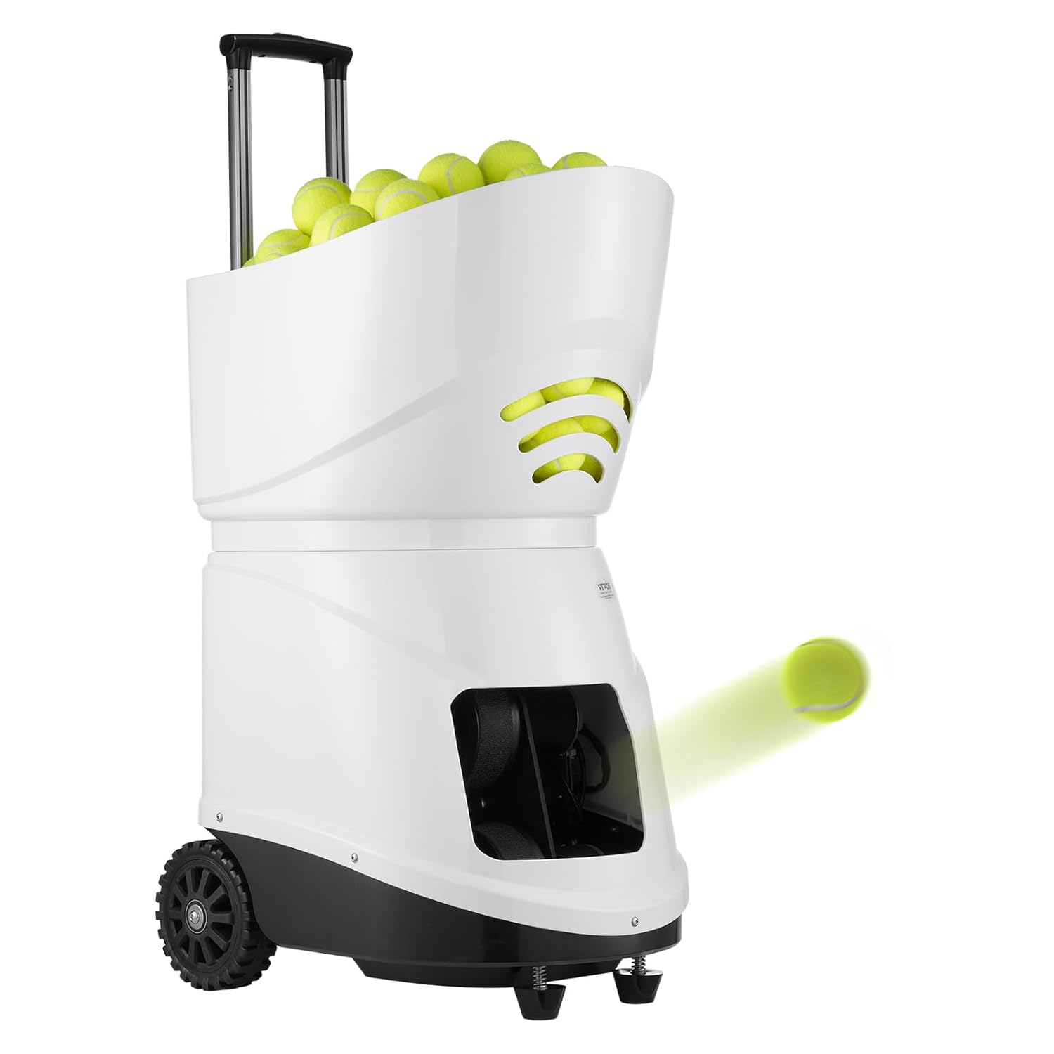 VEVOR Tennisballmaschine, tragbarer Tennisballwerfer, Übungswerfer für 150 Bälle, Tennistraining, 5 Motoren, Multimodus-Übungen, über 2 Std. Spielzeit, wiederaufladbarer Akku, Fernbedienung per App