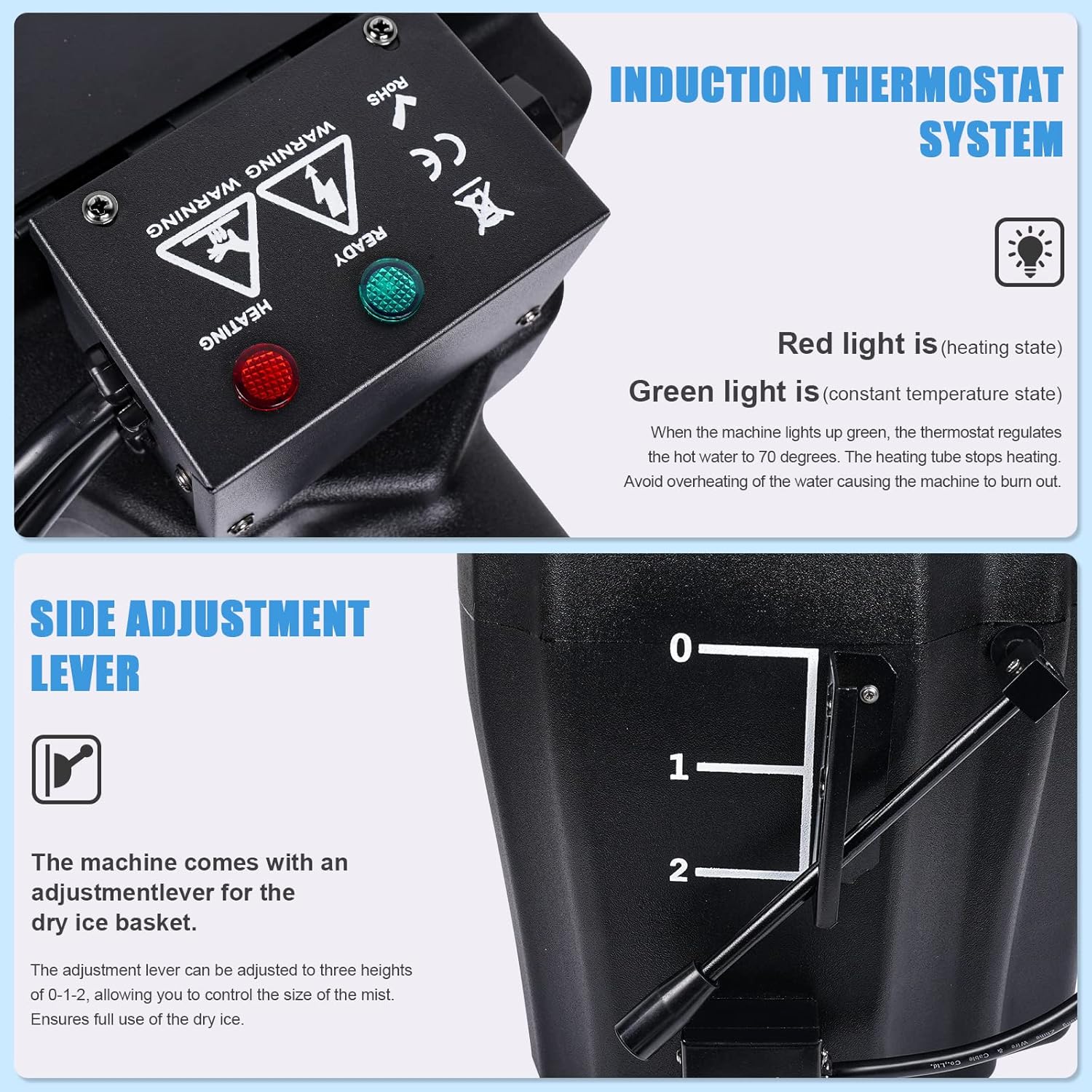 Dry Ice Fog Machine, 3500W Low Lying Fog Machine, Dry Ice Machine with Tube Nozzle High Density Fog Smoke for Wedding Party Events Stage Concert Club Performance DJ (Black)