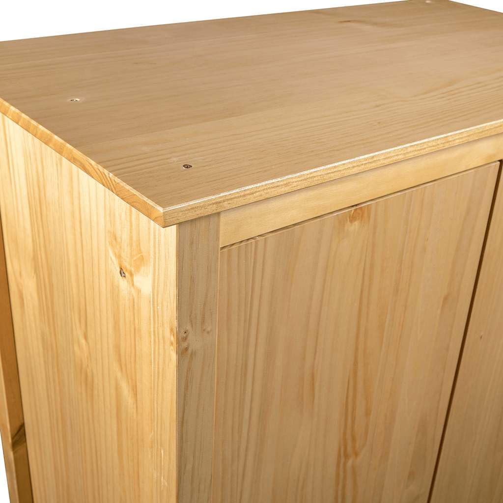 Kiefernholz Massiv Kleiderschrank mit 3 Türen 2 Schubladen Garderobenschrank Holzschrank Schrank Schlafzimmerschrank 127x50x170cm,Braun