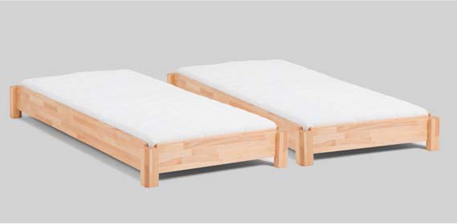 DICO 2er Stapelbett Massivholz mit Rollrost Größe 90x200 cm 01 Kernbuche geölt