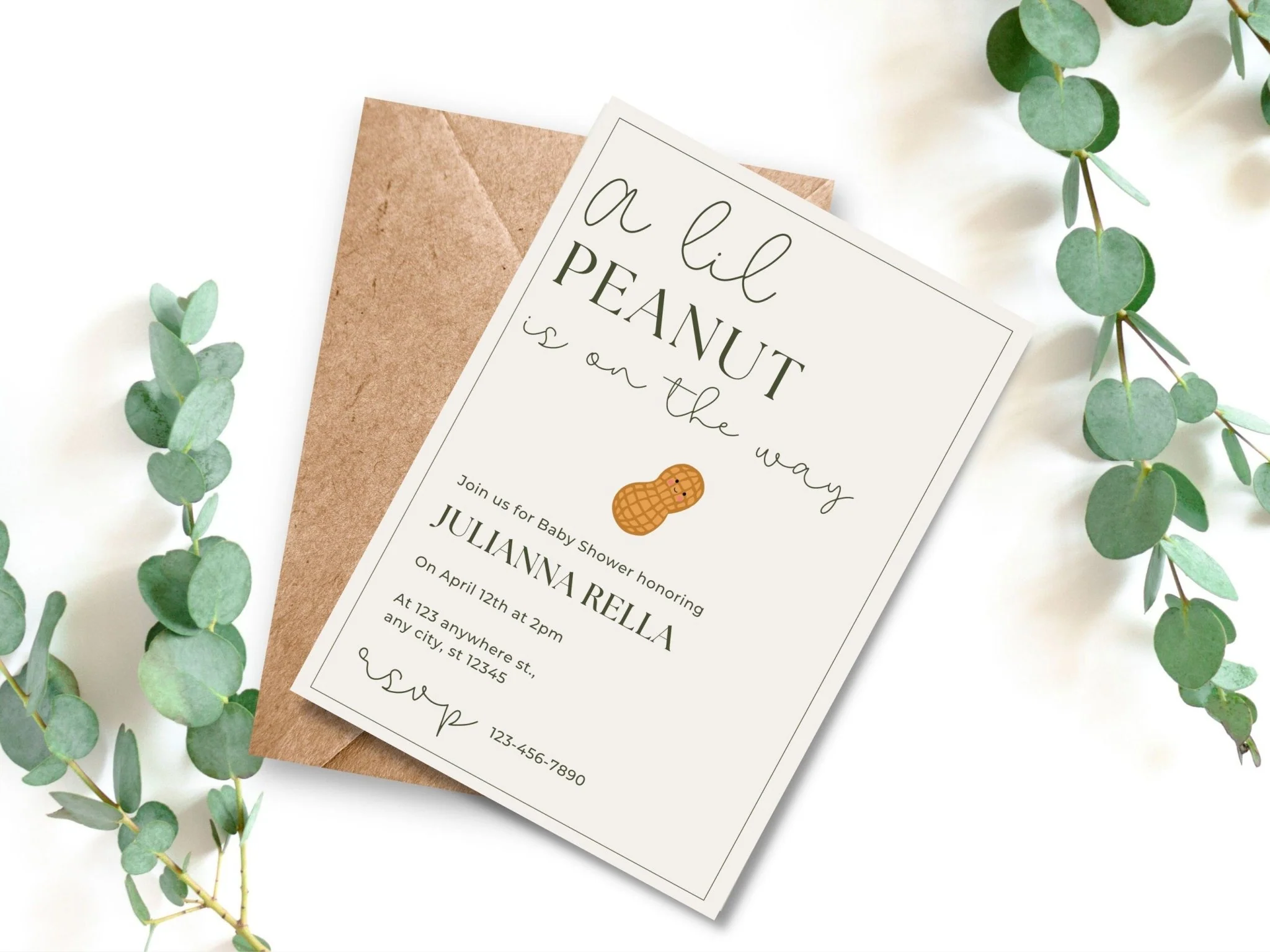 Little Peanut Baby Shower, Minimalist Baby Shower Invitation, Chic Baby Shower, Digital Baby Shower Invitation, Peanut Baby Shower