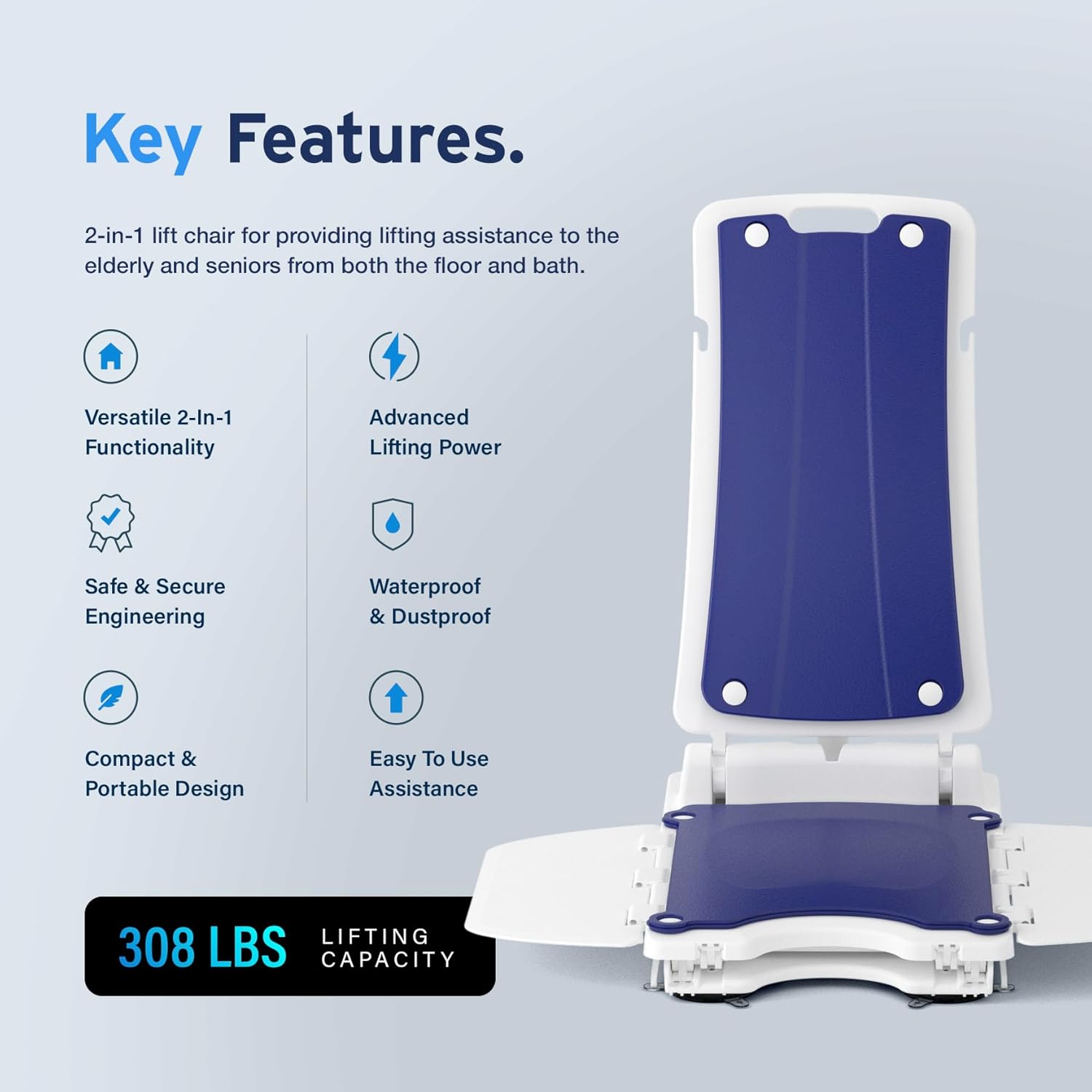 AYDMED 2-in-1 Electric Lift Chair, 308lbs Capacity, Waterproof