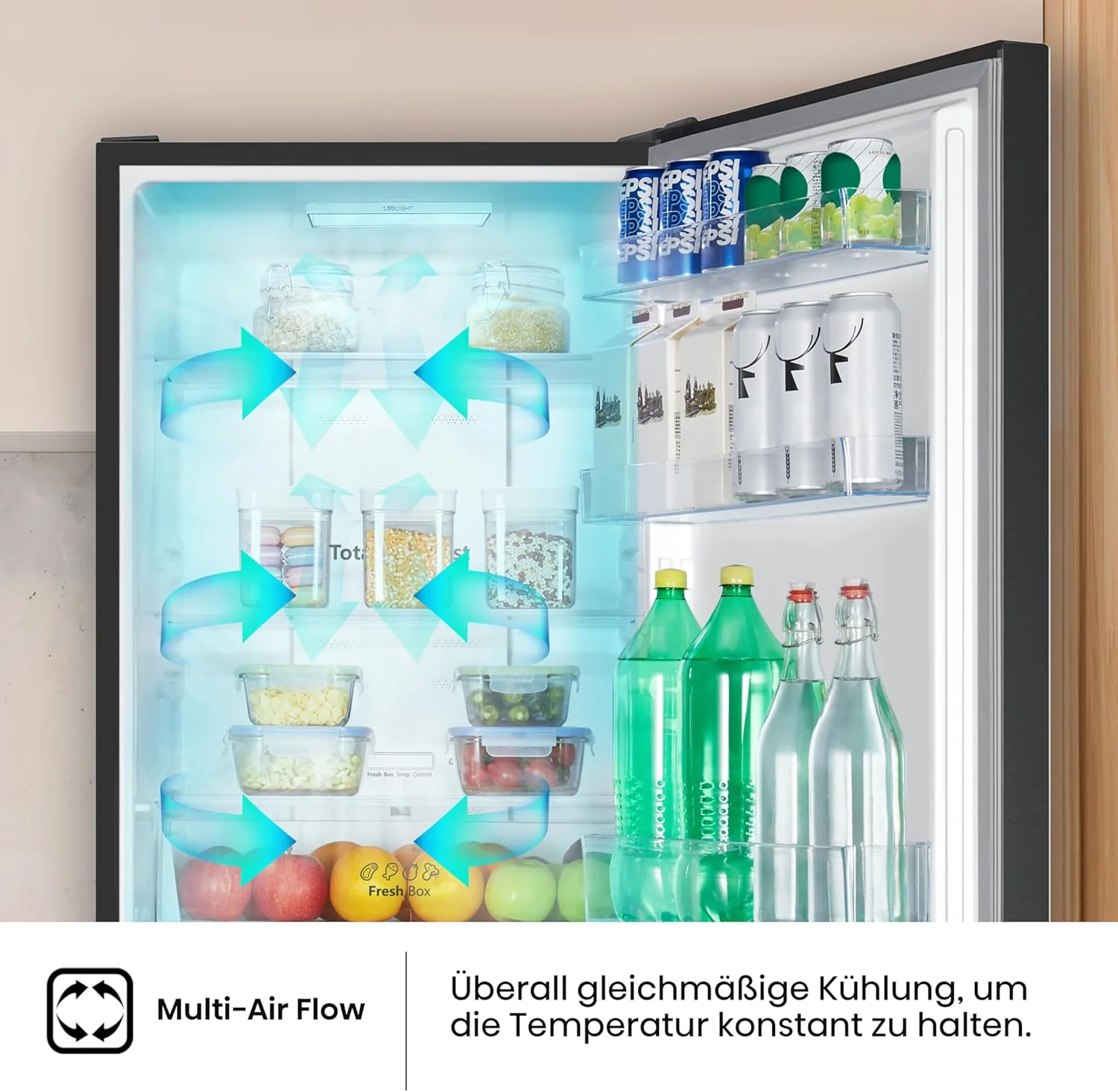 Hisense RB327N4ADD Koelvriescombinatie, EEK D, Total NoFrost, Verwisselbare Deurscharnieren, Flessenrek, 171 Liter Koelgedeelte, 85 Liter Vriesgedeelte, Roestvrijstalen look